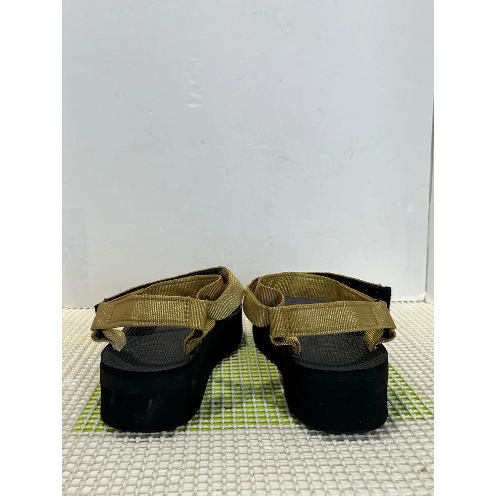 Teva Midform Universal Sandals Women's 9 Metallic Gold Champagne Platform GOOD